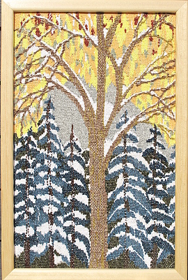 初雪の森　縦65㎝　横43㎝