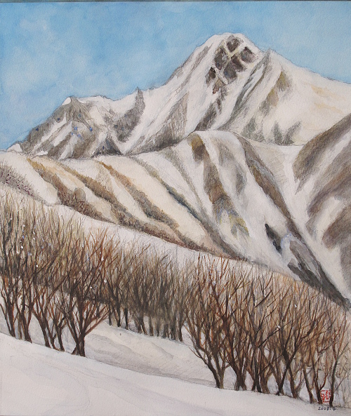五竜岳　春スキーの頃の原画