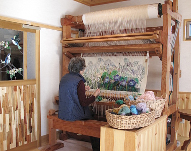 縦機での作品制作